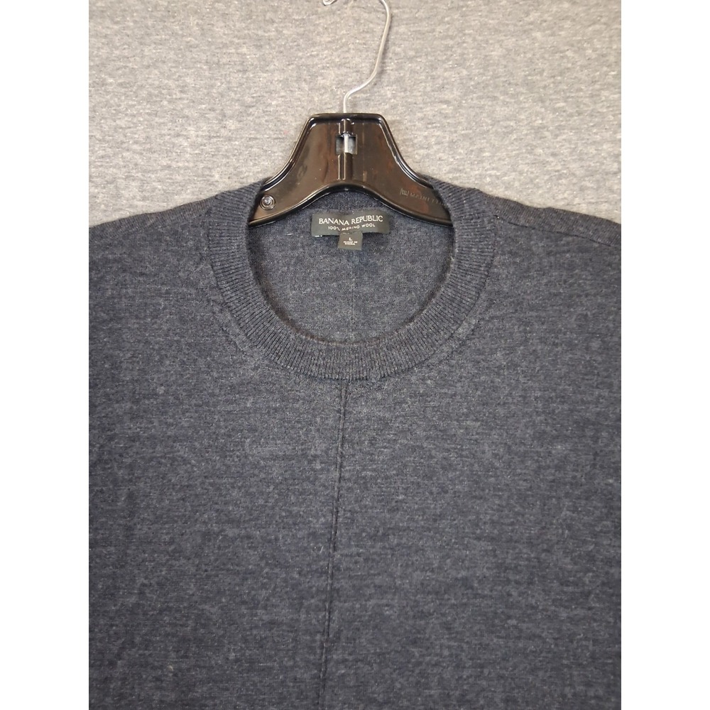 Banana Republic‎ Womens Sweater L Charcoal Gray 100% Merino Wool Dark Academia